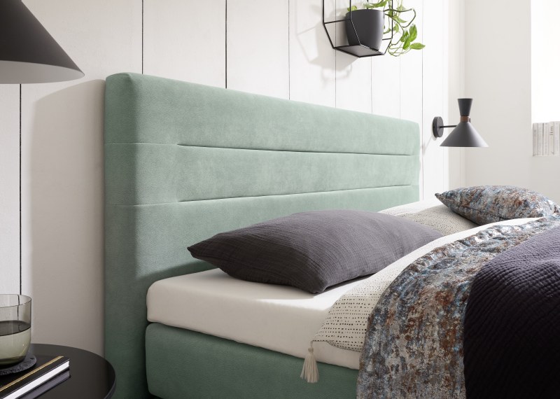 Boxspringbett EM Mirano - Liegefläche ca. 180x200 cm, Stoff, Grün