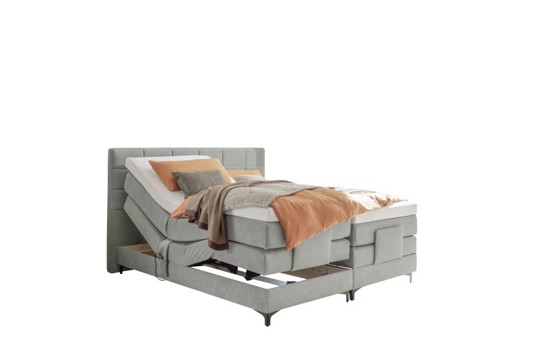 Boxspringbett EM Mirano - mit Motor, Liegefläche ca. 180x200 cm, Stoff, Grau