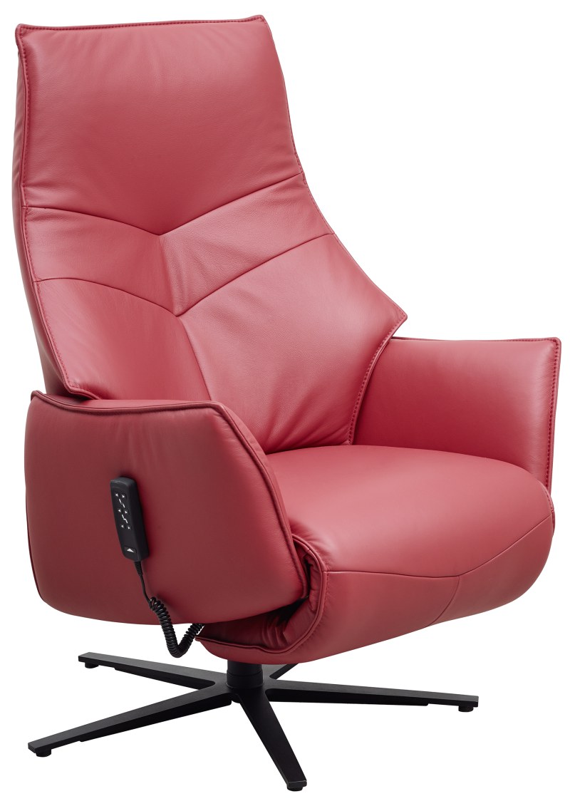 Fernsehsessel EM Hannover - Relaxfunktion (1-motorisch), Leder, Rot