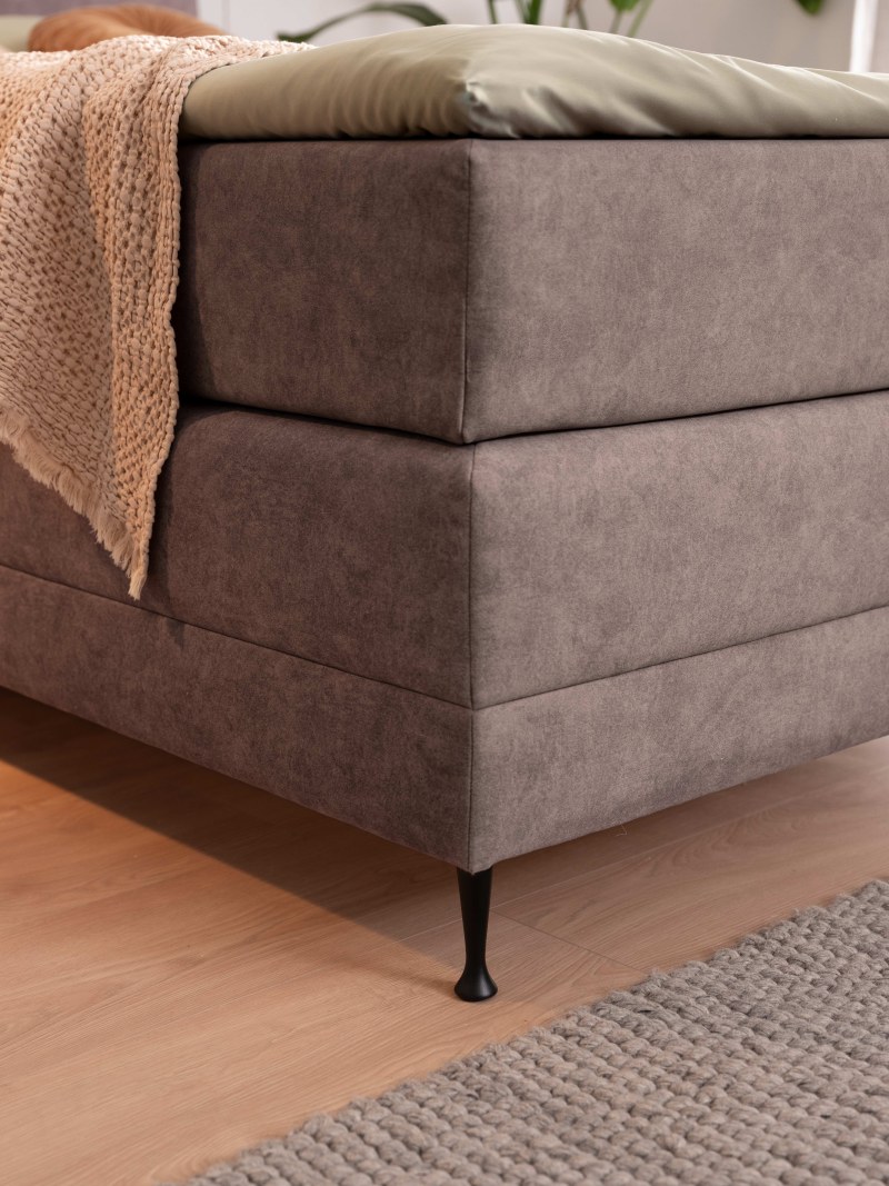 Boxspringbett EM Malo - Liegefläche ca. 120x200 cm, Stoff, braun