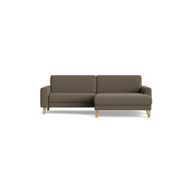 Ecksofa Aracena - 1,5-Sitzer XXL mit Longchair rechts inkl. Schlaffuktion und verstellbaren Longchair motorisch, Stoff, Nougat