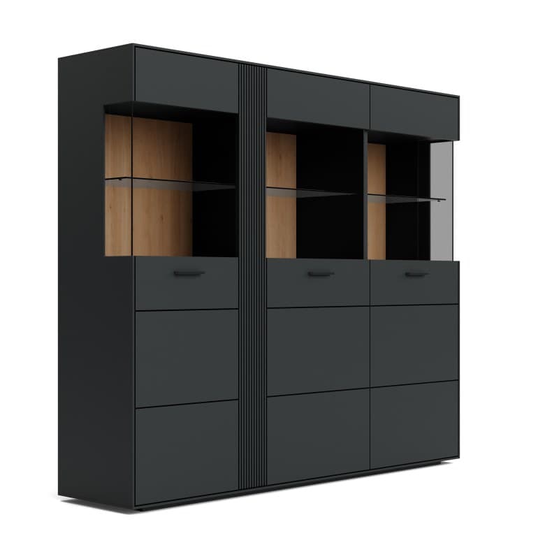 Highboard Estana - Eiche massiv, anthrazit