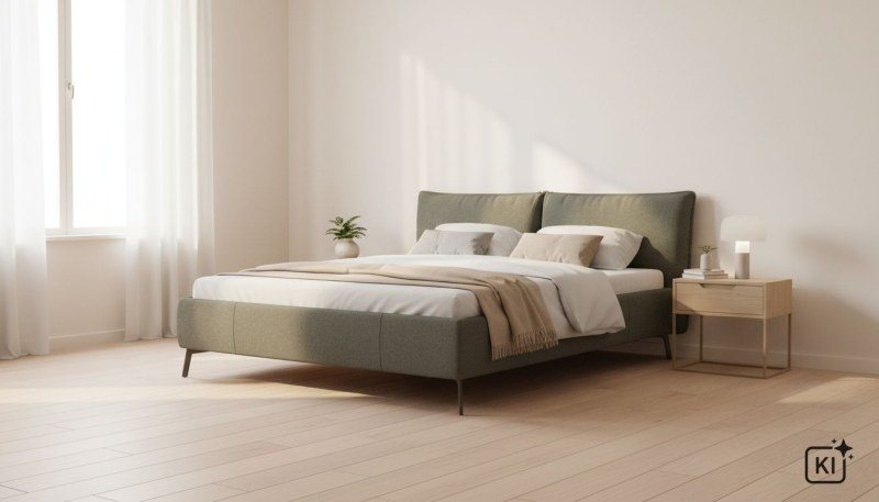 Bettgestell Coria - Liegefläche 180x200 cm, Stoff, Olive