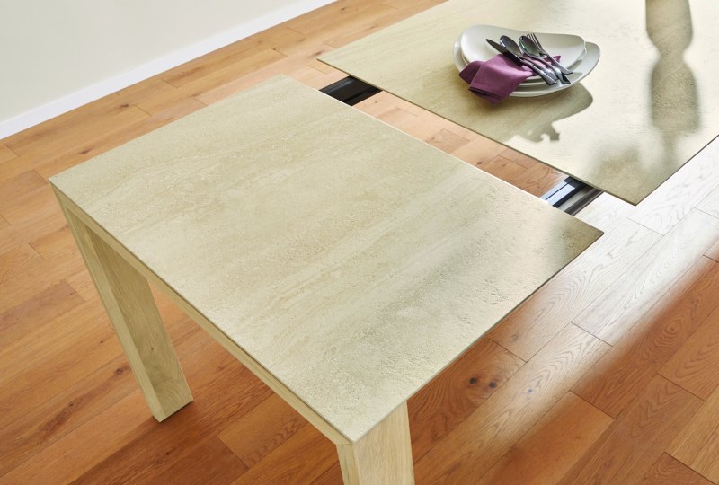 Esstisch Cambre - LB ca. 220x90 cm, ausziehbar, Keramik, Beige