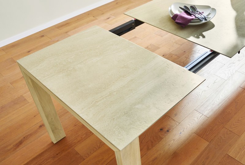 Esstisch Cambre - LB ca. 220x90 cm, ausziehbar, Keramik, Beige