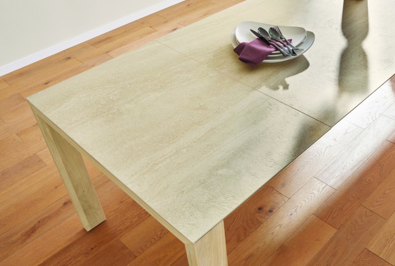 Esstisch Cambre - LB ca. 220x90 cm, ausziehbar, Keramik, Beige