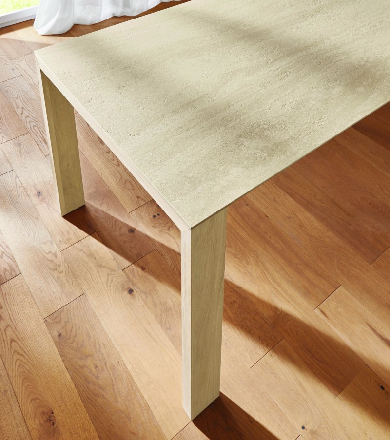 Esstisch Cambre - LB ca. 220x90 cm, ausziehbar, Keramik, Beige