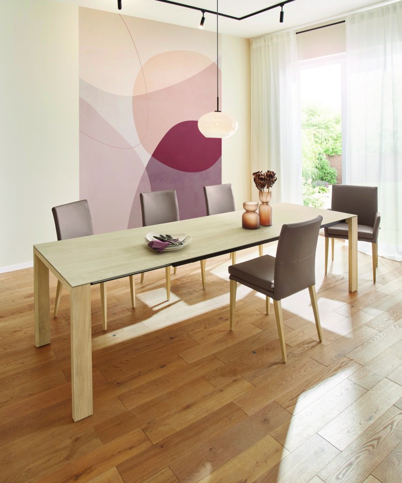 Esstisch Cambre - LB ca. 220x90 cm, ausziehbar, Keramik, Beige