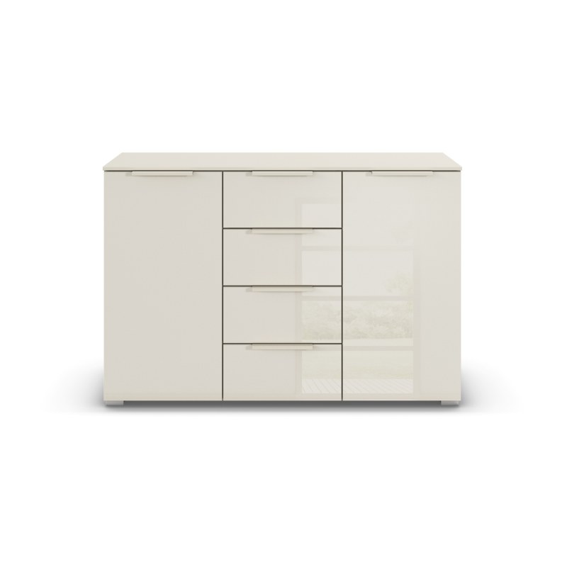 Kommode - B. ca. 120 cm, 2trg., 4 SK, getöntes Glas, Champagner