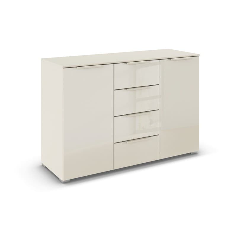 Kommode - B. ca. 120 cm, 2trg., 4 SK, getöntes Glas, Champagner