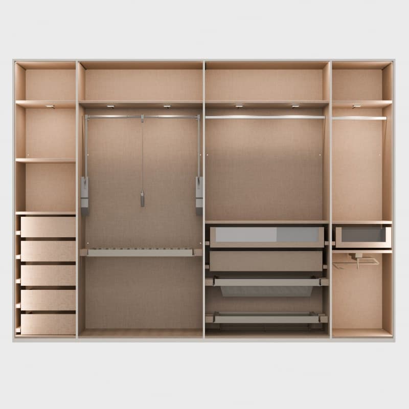 Drehtürenschrank Offen - B. ca. 302 cm, Champagner Dekor