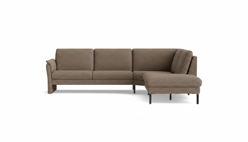 Ecksofa Gomera - 2,5-Sitzer mit Ecke und Abschlussteil rechts, Stoff, Mocca