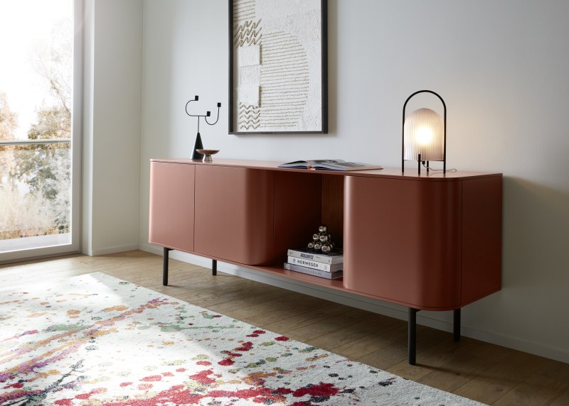 Sideboard Satola - Lack matt, Rotbraun