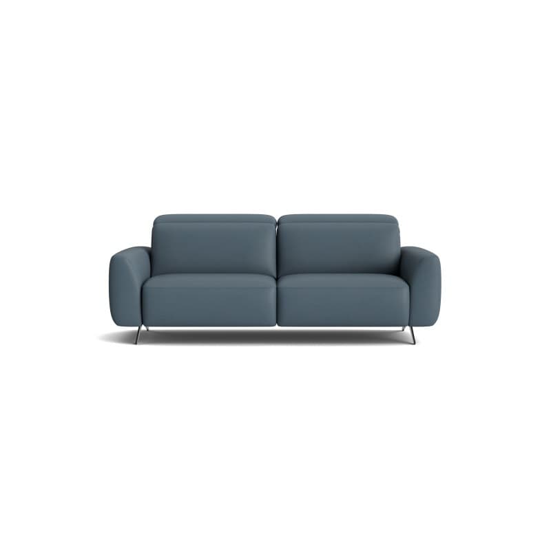 Sofa Arona - 2-Sitzer inkl. 1x Relaxfunktion motorisch und 3x Kopfteil verstellbar, Leder, Eisblau