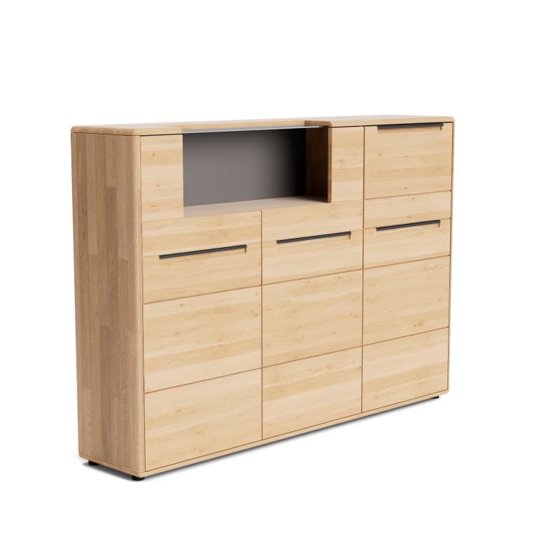 Highboard Calpe - inkl. Beleuchtung, Eiche massiv, legno geölt