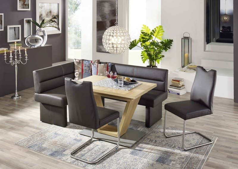 Eckbank EM 8310 - BT ca. 133x181 cm mit Rückenlehne, Leder, Dunkelbraun