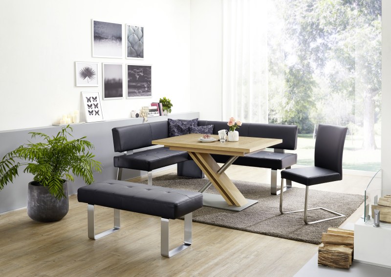 Eckbank EM 8310 - BT ca. 204 x 156 cm mit Rückenlehne, Stoff, braun