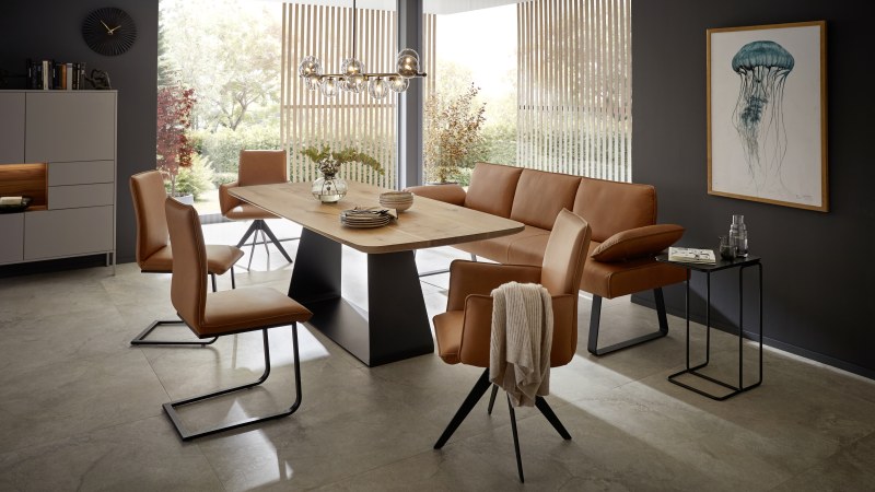 Armlehnstuhl Elda - drehbar, Leder, Cognac
