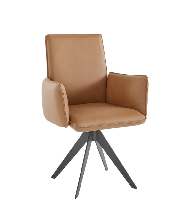 Armlehnstuhl Elda - drehbar, Leder, Cognac