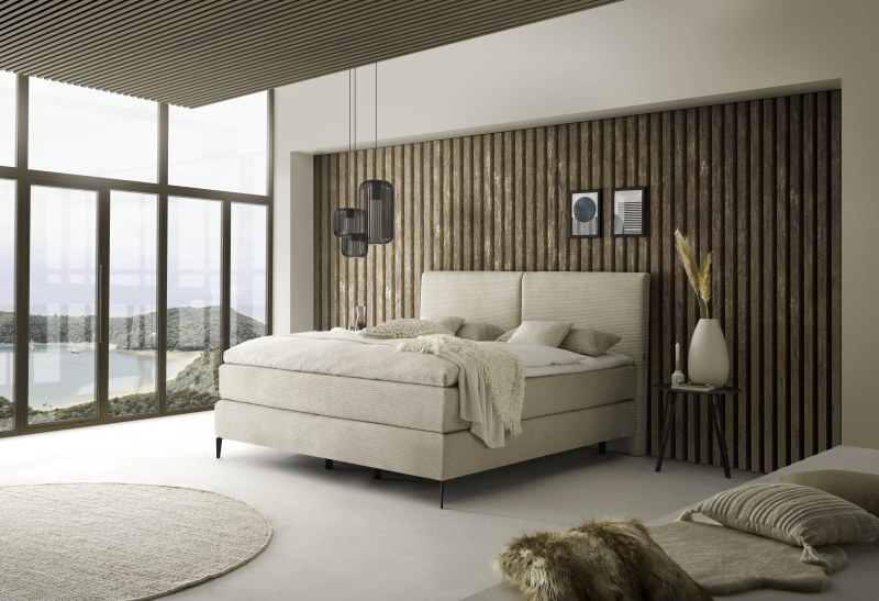 Boxspringbett - Liegefläche ca. 180 x 200 cm, Creme