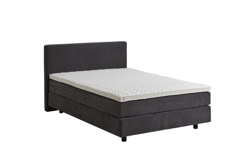 Boxspringbett Valencia - Liegefläche ca. 140x200 cm, Stoff, Anthrazit