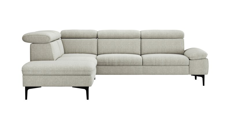 Ecksofa Felipa - Ecke links mit 2,5 -Sitzer rechts inkl. Relaxfunktion (motorisch), Sitzvorzug (motorisch) und Armlehne klappbar, Stoff, Natur
