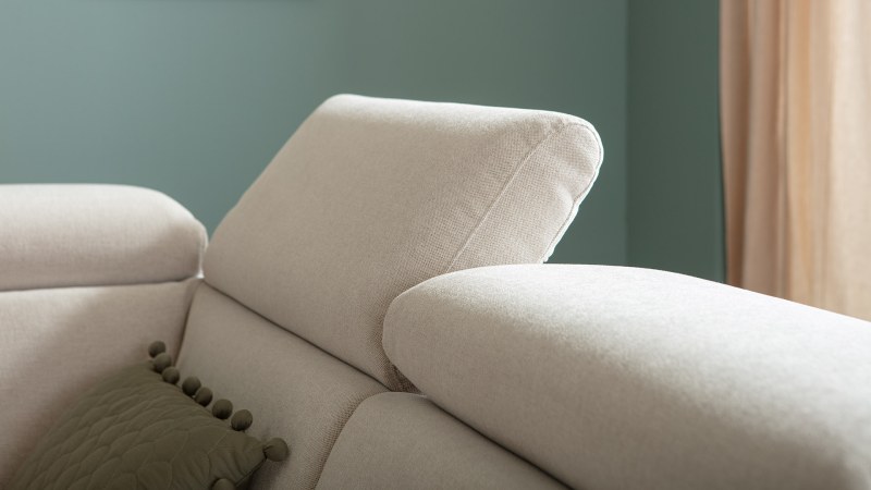Ecksofa Felipa - Ecke links mit 2,5 -Sitzer rechts inkl. Relaxfunktion (motorisch), Sitzvorzug (motorisch) und Armlehne klappbar, Stoff, Natur