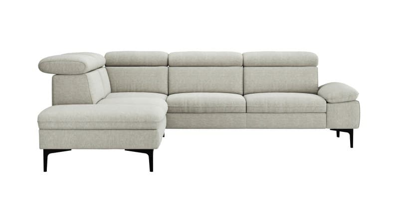 Ecksofa Felipa - Ecke links mit 2,5 -Sitzer rechts inkl. Relaxfunktion (motorisch), Sitzvorzug (motorisch) und Armlehne klappbar, Stoff, Natur