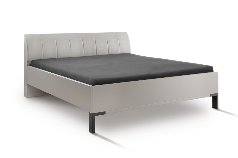 Bett Marbella - Liegefläche ca. 180x200cm, Melamin, Kunstleder, Grau