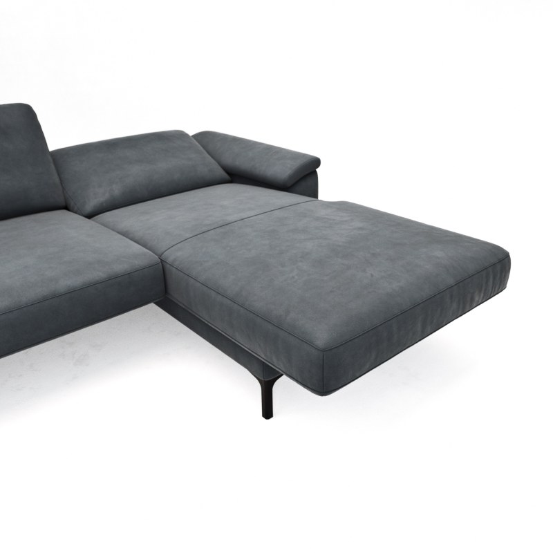 Ecksofa Anna - 2,5-Sitzer mit Longchair rechts, Relaxfunktion/Sitzvorzug motorisch, Stoff, Stahl