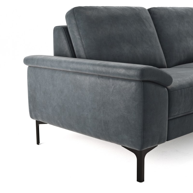 Ecksofa Anna - 2,5-Sitzer mit Longchair rechts, Relaxfunktion/Sitzvorzug motorisch, Stoff, Stahl