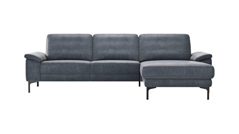 Ecksofa Anna - 2,5-Sitzer mit Longchair rechts, Relaxfunktion/Sitzvorzug motorisch, Stoff, Stahl