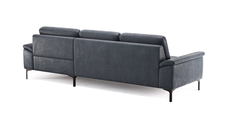 Ecksofa Anna - 2,5-Sitzer mit Longchair rechts, Relaxfunktion/Sitzvorzug motorisch, Stoff, Stahl