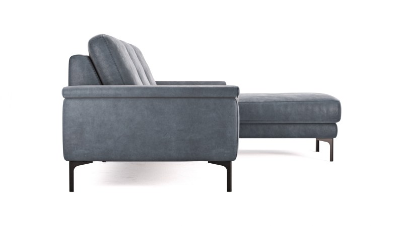 Ecksofa Anna - 2,5-Sitzer mit Longchair rechts, Relaxfunktion/Sitzvorzug motorisch, Stoff, Stahl