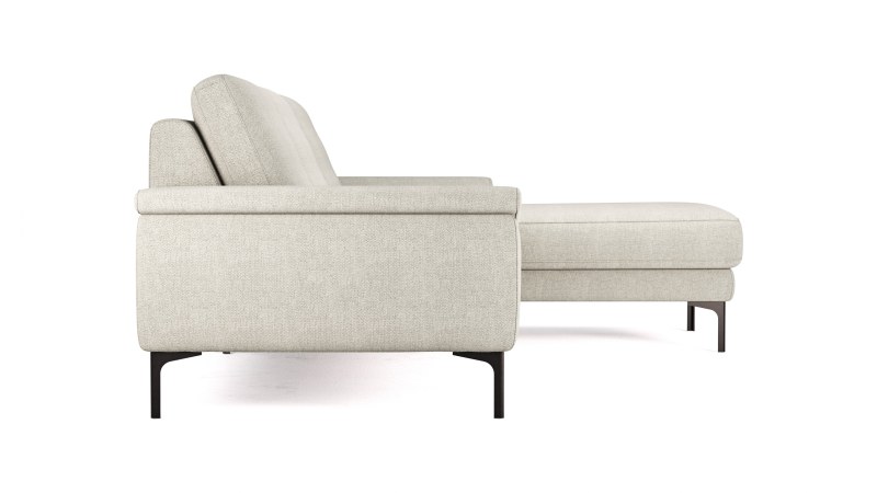 Ecksofa Anna - 2,5-Sitzer mit Longchair rechts, Relaxfunktion/Sitzvorzug motorisch, Stoff, Beige