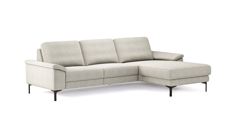 Ecksofa Anna - 2,5-Sitzer mit Longchair rechts, Relaxfunktion/Sitzvorzug motorisch, Stoff, Beige