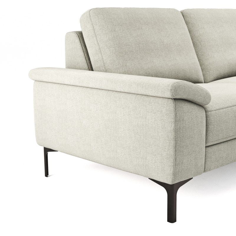 Ecksofa Anna - 2,5-Sitzer mit Longchair rechts, Relaxfunktion/Sitzvorzug motorisch, Stoff, Beige