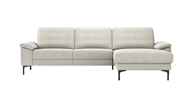 Ecksofa Anna - 2,5-Sitzer mit Longchair rechts, Relaxfunktion/Sitzvorzug motorisch, Stoff, Beige