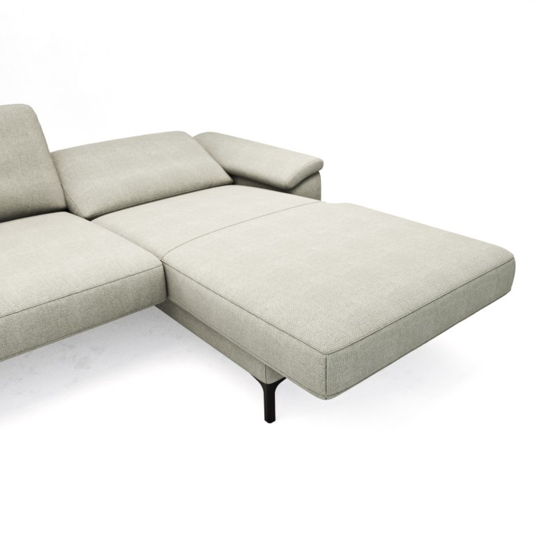 Ecksofa Anna - 2,5-Sitzer mit Longchair rechts, Relaxfunktion/Sitzvorzug motorisch, Stoff, Beige