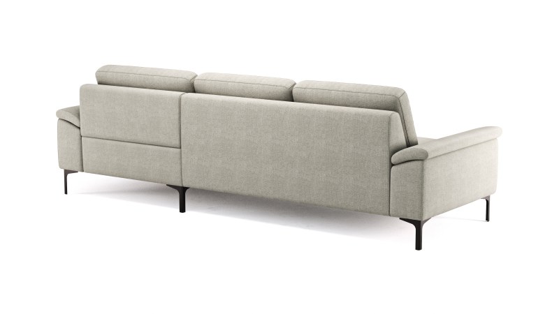 Ecksofa Anna - 2,5-Sitzer mit Longchair rechts, Relaxfunktion/Sitzvorzug motorisch, Stoff, Beige