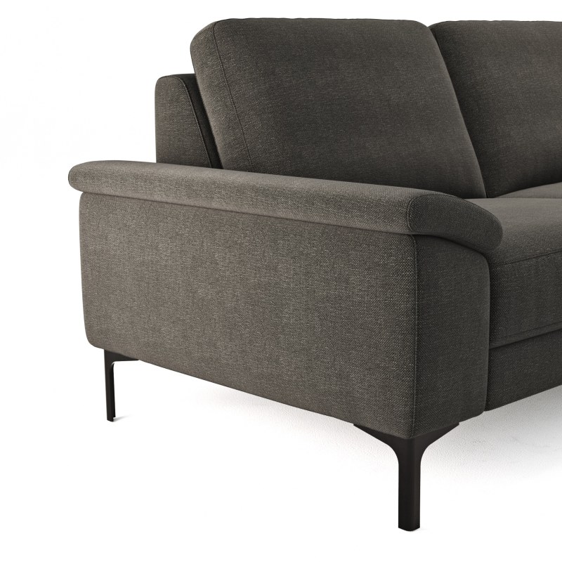 Ecksofa Anna - 2,5-Sitzer mit Longchair rechts, Relaxfunktion/Sitzvorzug motorisch, Stoff, Dunkelbraun