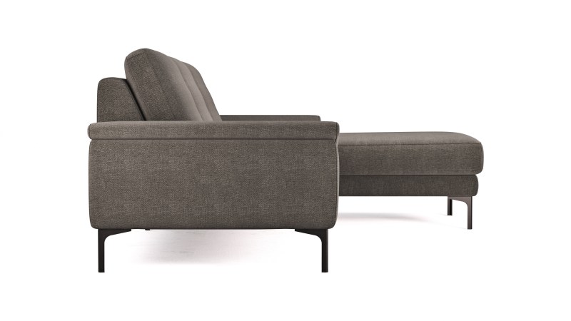 Ecksofa Anna - 2,5-Sitzer mit Longchair rechts, Relaxfunktion/Sitzvorzug motorisch, Stoff, Dunkelbraun