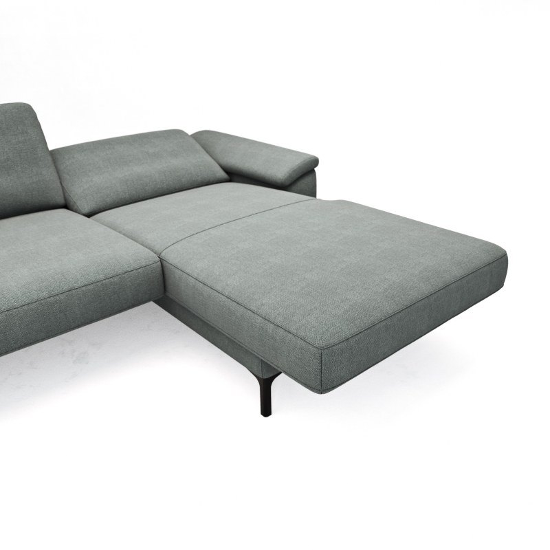 Ecksofa Anna - 2,5-Sitzer mit Longchair rechts, Relaxfunktion/Sitzvorzug motorisch, Stoff, Grau