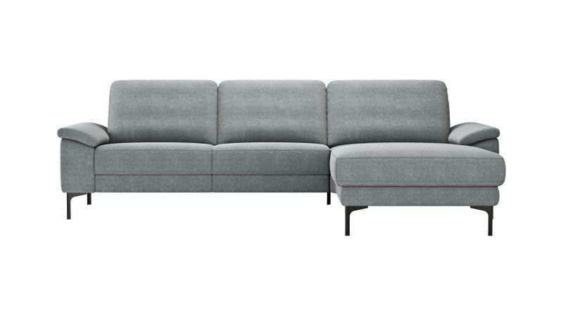 Ecksofa Anna - 2,5-Sitzer mit Longchair rechts, Relaxfunktion/Sitzvorzug motorisch, Stoff, Grau