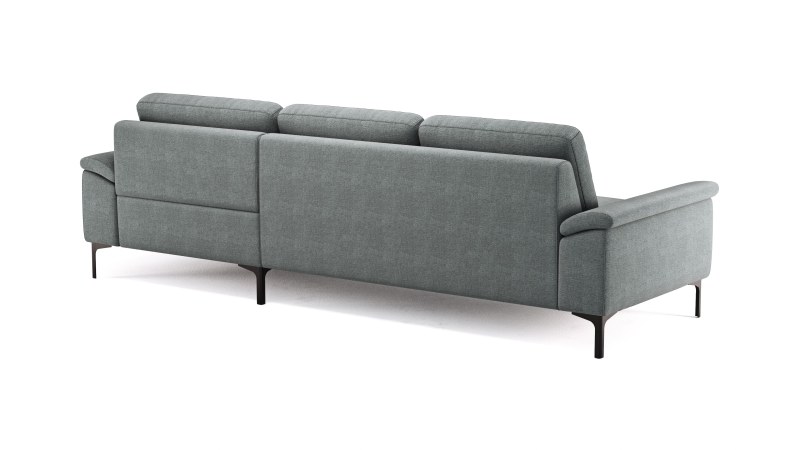 Ecksofa Anna - 2,5-Sitzer mit Longchair rechts, Relaxfunktion/Sitzvorzug motorisch, Stoff, Grau
