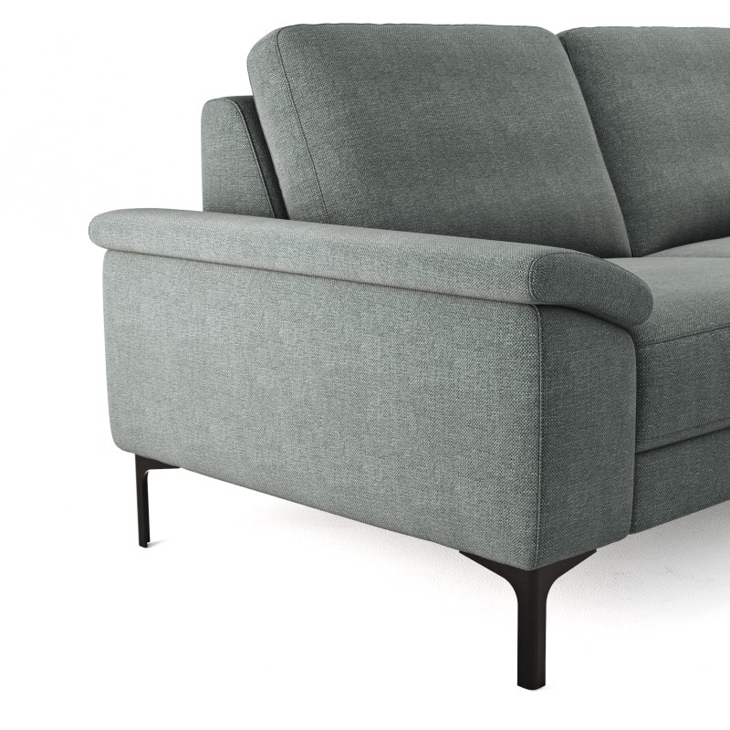 Ecksofa Anna - 2,5-Sitzer mit Longchair rechts, Relaxfunktion/Sitzvorzug motorisch, Stoff, Grau