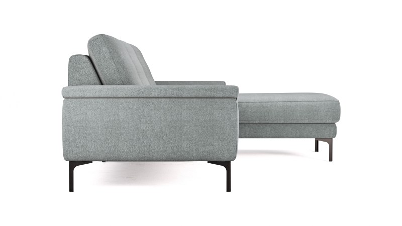 Ecksofa Anna - 2,5-Sitzer mit Longchair rechts, Relaxfunktion/Sitzvorzug motorisch, Stoff, Grau