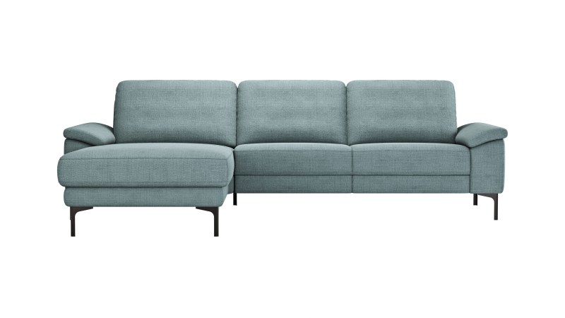 Ecksofa Anna - Longchair links mit 2,5-Sitzer, Relaxfunktion,Sitzvorzug motorisch, Stoff, Aqua