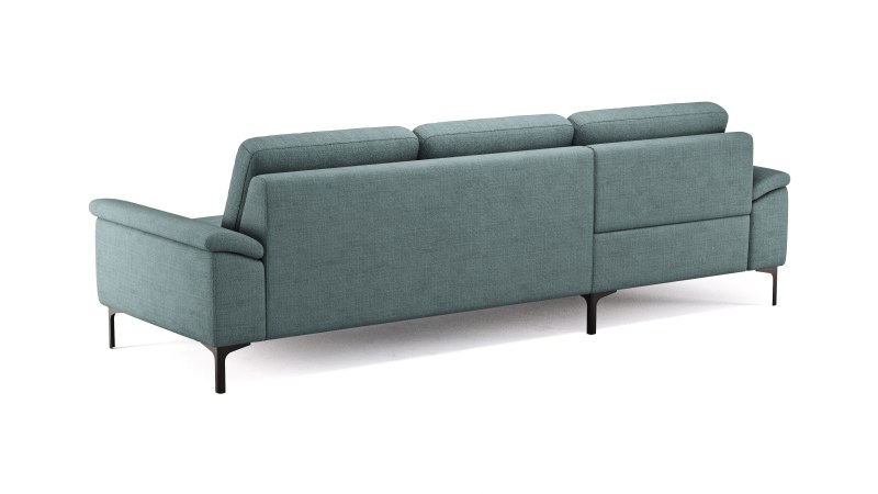 Ecksofa Anna - Longchair links mit 2,5-Sitzer, Relaxfunktion,Sitzvorzug motorisch, Stoff, Aqua