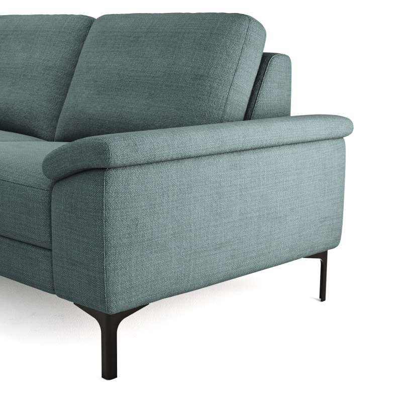 Ecksofa Anna - Longchair links mit 2,5-Sitzer, Relaxfunktion,Sitzvorzug motorisch, Stoff, Aqua
